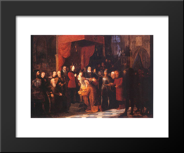 Coronation Of The First King A.D. 1001 20x24 Black Modern Wood Framed Art Print Poster by Matejko, Jan