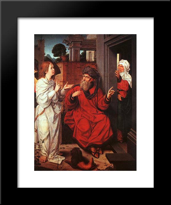 Abraham, Sara And An Angel 20x24 Black Modern Wood Framed Art Print Poster by Provoost, Jan