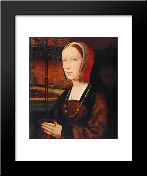 Portrait Of A Female Donor 20x24 Black Modern Wood Framed Art Print Poster by Provoost, Jan