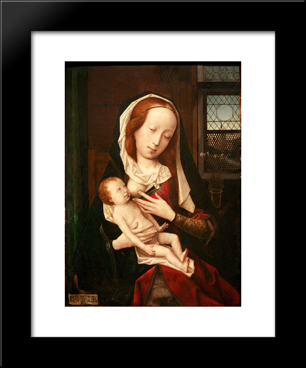 Virgin Giving Breast 20x24 Black Modern Wood Framed Art Print Poster by Provoost, Jan