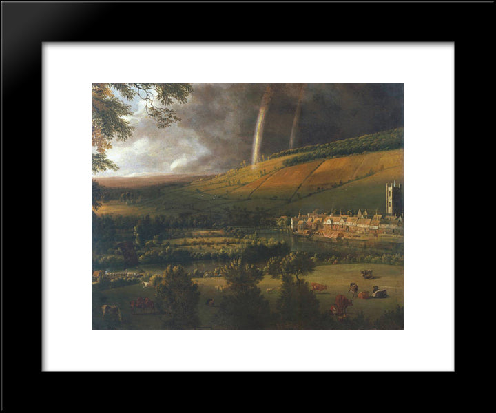 Landscape With Rainbow, Henley On Thames 20x24 Black Modern Wood Framed Art Print Poster by Siberechts, Jan