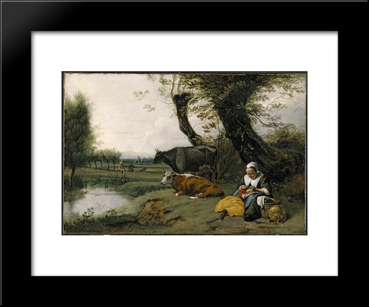 Pastoral Scene 20x24 Black Modern Wood Framed Art Print Poster by Siberechts, Jan