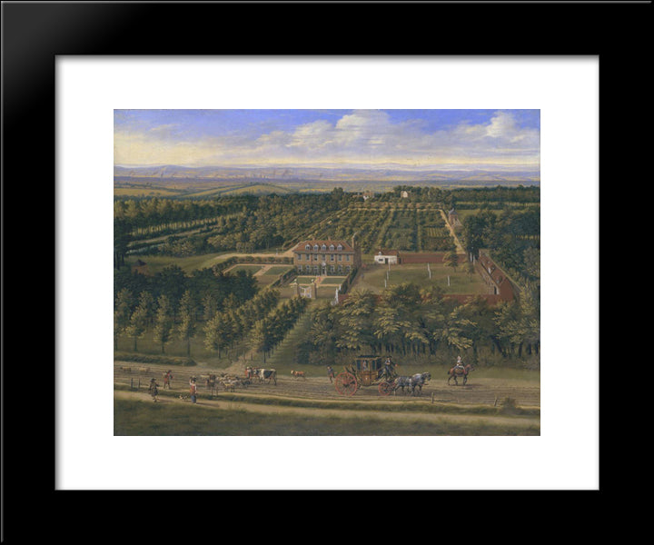 View Of A House And Its Estate In Belsize, Middlesex 20x24 Black Modern Wood Framed Art Print Poster by Siberechts, Jan