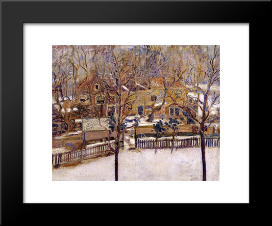 Houses In The Snow Print 20x24 Black Modern Wood Framed Art Print Poster by Sluyters, Jan
