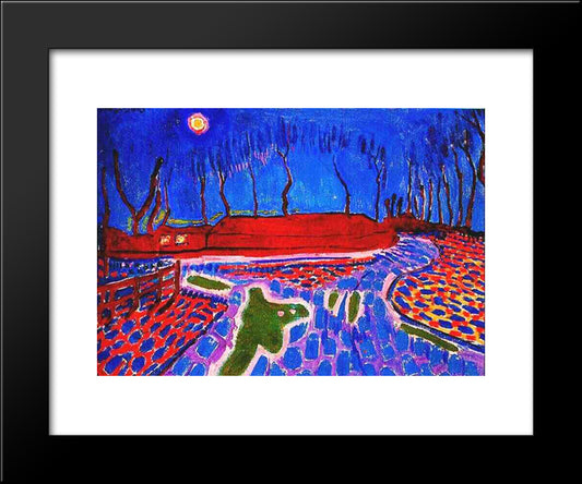 Landscape By Moonlight Ii 20x24 Black Modern Wood Framed Art Print Poster by Sluyters, Jan