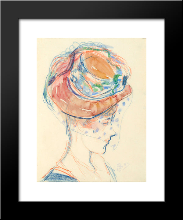 Portrait Of A Young Lady With A Veil 20x24 Black Modern Wood Framed Art Print Poster by Sluyters, Jan