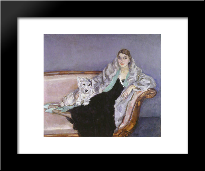 Portrait Of The 20 - Year - Old Ina Leaves 20x24 Black Modern Wood Framed Art Print Poster by Sluyters, Jan
