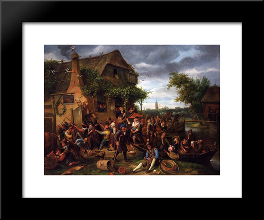 A Village Revel 20x24 Black Modern Wood Framed Art Print Poster by Steen, Jan