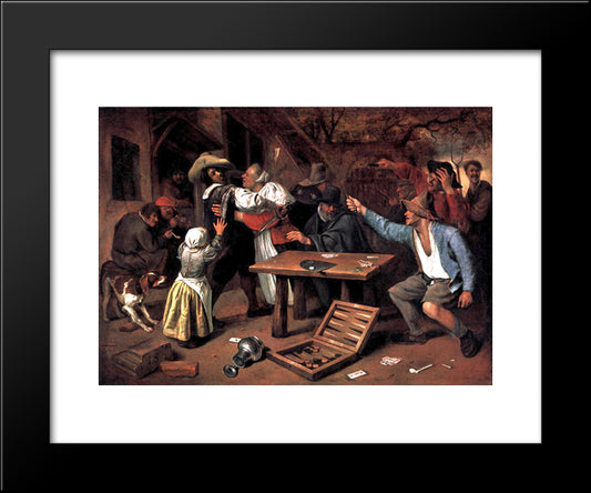 Argument Over A Card Game 20x24 Black Modern Wood Framed Art Print Poster by Steen, Jan