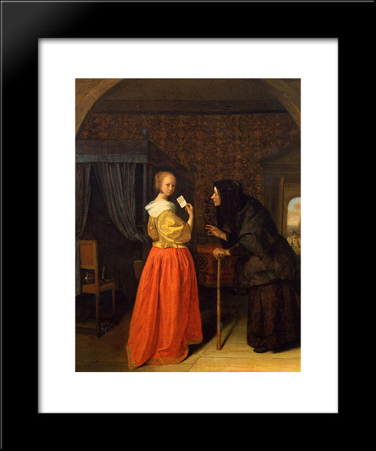 Bathsheba Receiving David S Letter 20x24 Black Modern Wood Framed Art Print Poster by Steen, Jan