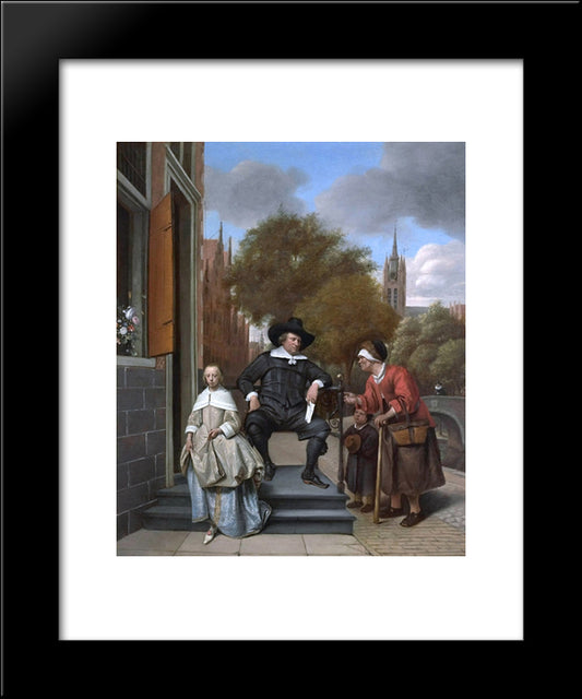 Burgher Of Delft And His Daughter 20x24 Black Modern Wood Framed Art Print Poster by Steen, Jan