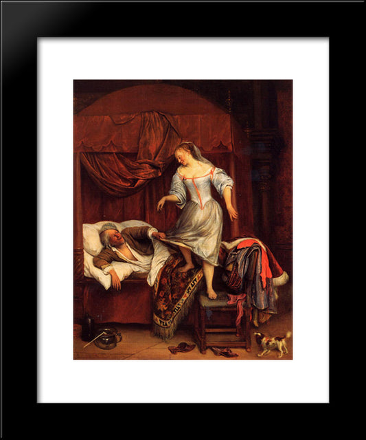 Couple In A Bedroom 20x24 Black Modern Wood Framed Art Print Poster by Steen, Jan