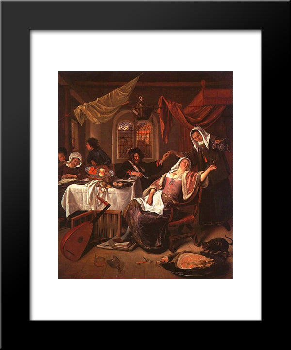 Dissolute Household 20x24 Black Modern Wood Framed Art Print Poster by Steen, Jan