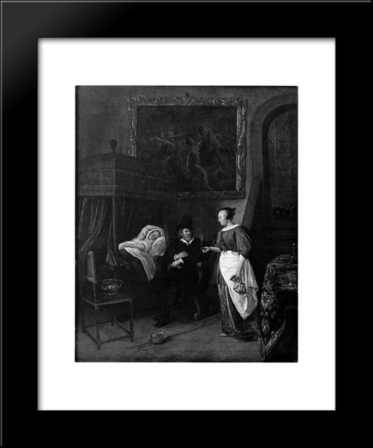 Doctor`S Visit 20x24 Black Modern Wood Framed Art Print Poster by Steen, Jan