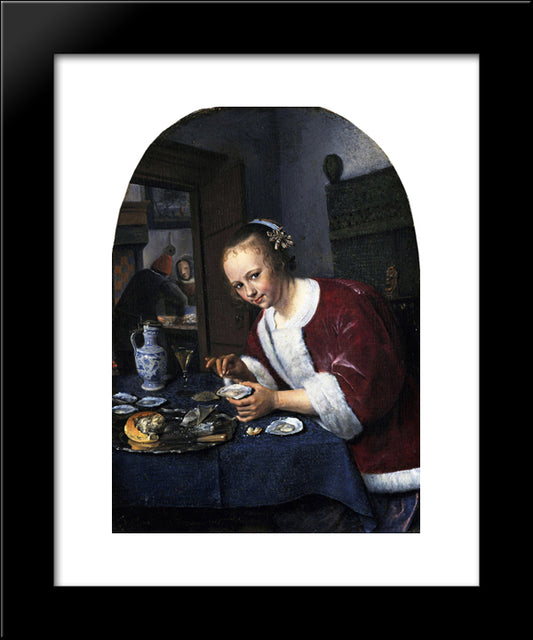 Girl Eating Oysters 20x24 Black Modern Wood Framed Art Print Poster by Steen, Jan