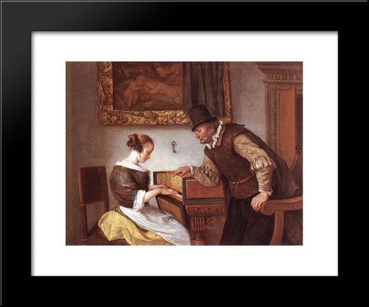 Harpsichord Lesson 20x24 Black Modern Wood Framed Art Print Poster by Steen, Jan