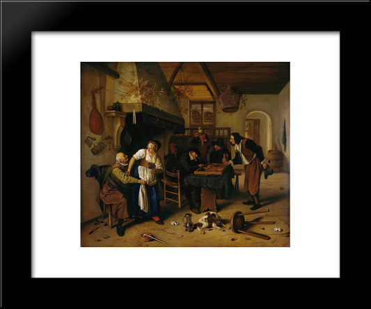 In The Tavern 20x24 Black Modern Wood Framed Art Print Poster by Steen, Jan