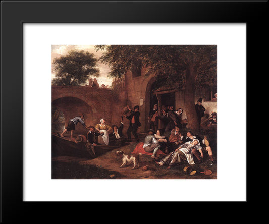 Leaving The Tavern 20x24 Black Modern Wood Framed Art Print Poster by Steen, Jan