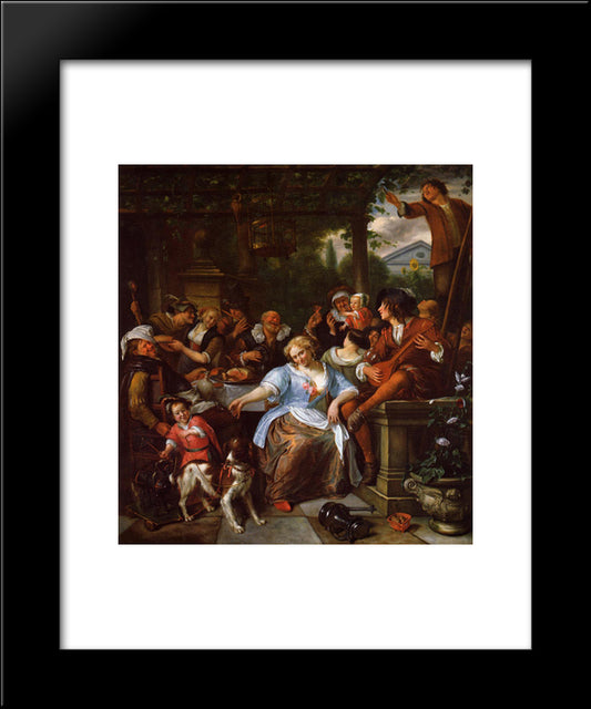 Merry Company On A Terrace 20x24 Black Modern Wood Framed Art Print Poster by Steen, Jan