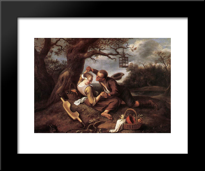 Merry Couple 20x24 Black Modern Wood Framed Art Print Poster by Steen, Jan