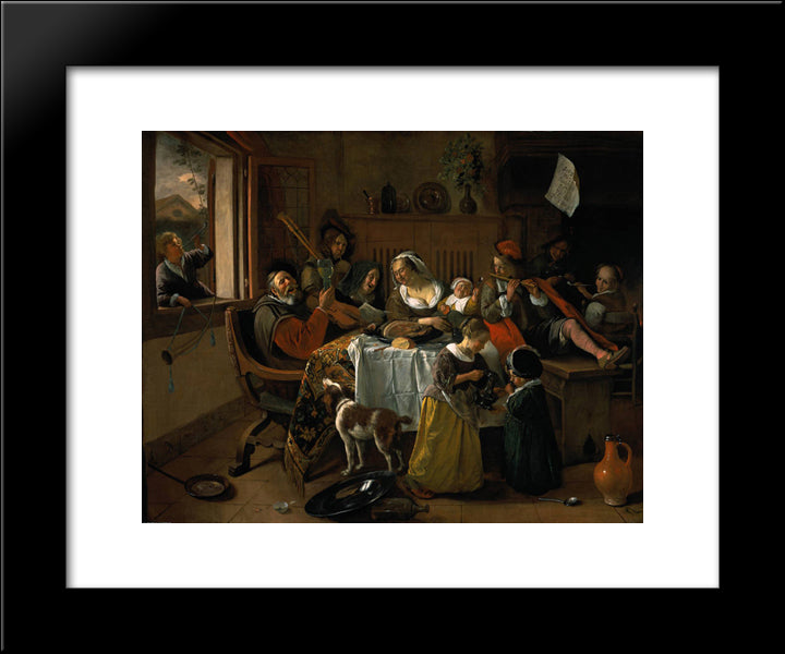 Merry Family 20x24 Black Modern Wood Framed Art Print Poster by Steen, Jan