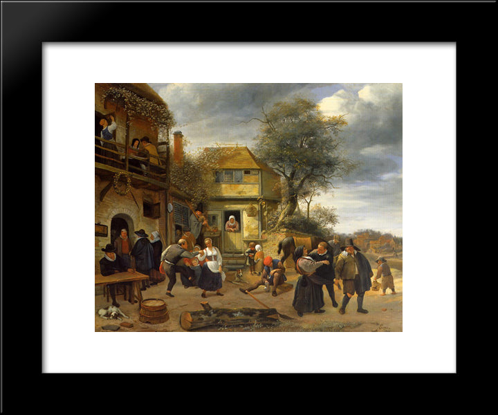 Peasants Before An Inn 20x24 Black Modern Wood Framed Art Print Poster by Steen, Jan