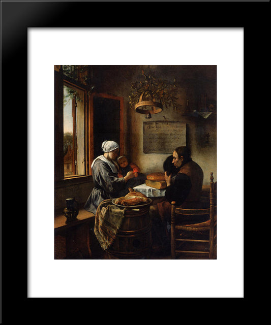 Prayer Before Meal 20x24 Black Modern Wood Framed Art Print Poster by Steen, Jan