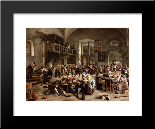 Revelry At An Inn 20x24 Black Modern Wood Framed Art Print Poster by Steen, Jan