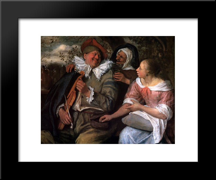 Robbed Violin Player 20x24 Black Modern Wood Framed Art Print Poster by Steen, Jan