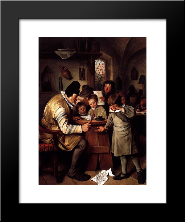 Schoolmaster 20x24 Black Modern Wood Framed Art Print Poster by Steen, Jan