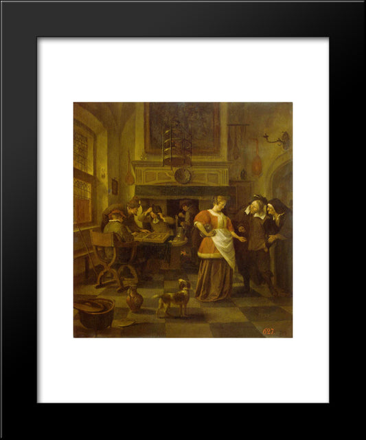 Tavern Scene 20x24 Black Modern Wood Framed Art Print Poster by Steen, Jan