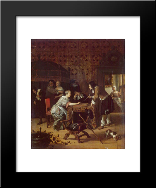 Tric Trac Players 20x24 Black Modern Wood Framed Art Print Poster by Steen, Jan