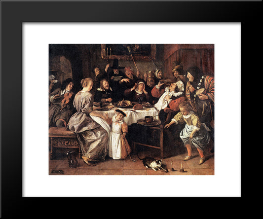 Twelfth Night 20x24 Black Modern Wood Framed Art Print Poster by Steen, Jan