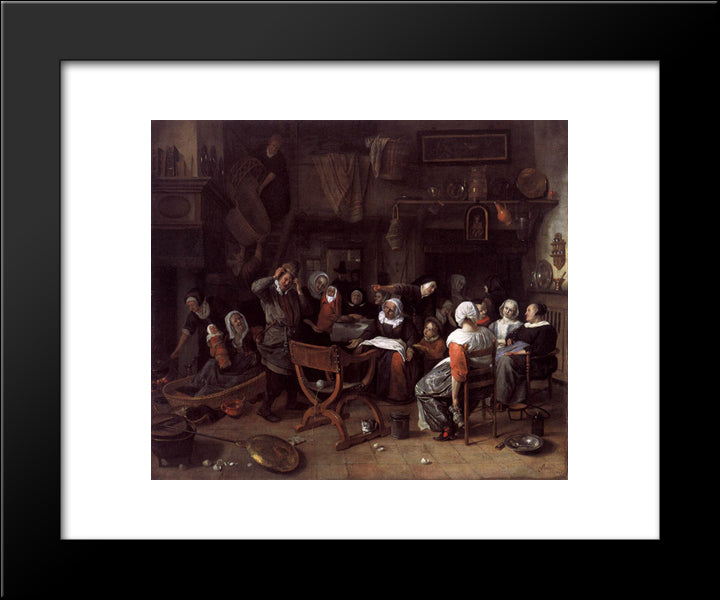 Twin Birth Celebration 20x24 Black Modern Wood Framed Art Print Poster by Steen, Jan