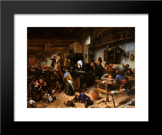 Village School 20x24 Black Modern Wood Framed Art Print Poster by Steen, Jan