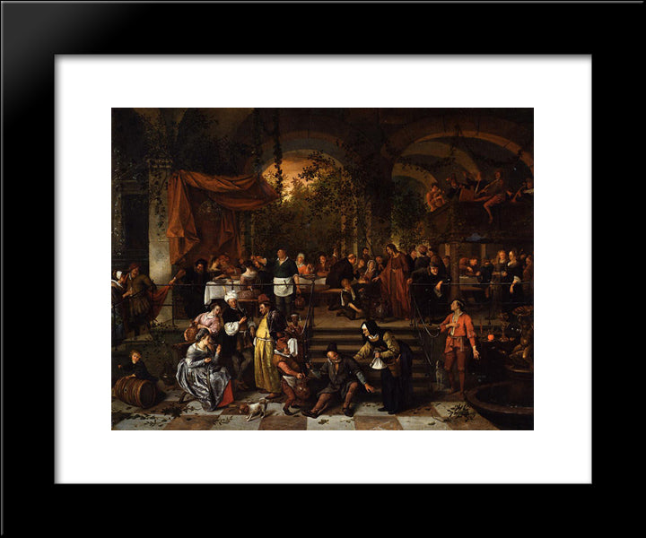 Wedding Feast At Cana 20x24 Black Modern Wood Framed Art Print Poster by Steen, Jan