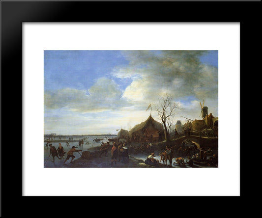 Winter Landscape 20x24 Black Modern Wood Framed Art Print Poster by Steen, Jan