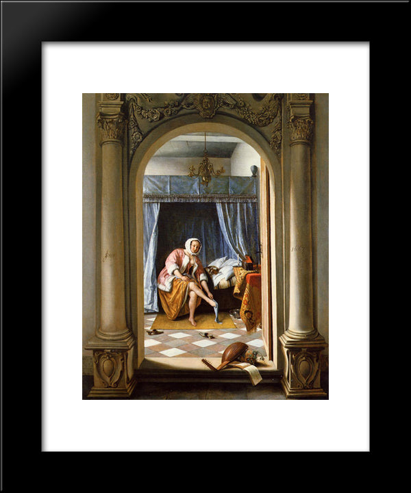 Woman At Her Toilet 20x24 Black Modern Wood Framed Art Print Poster by Steen, Jan