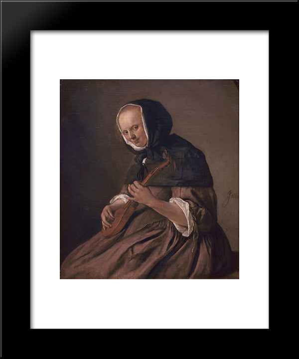 Woman Playing The Sistrum 20x24 Black Modern Wood Framed Art Print Poster by Steen, Jan