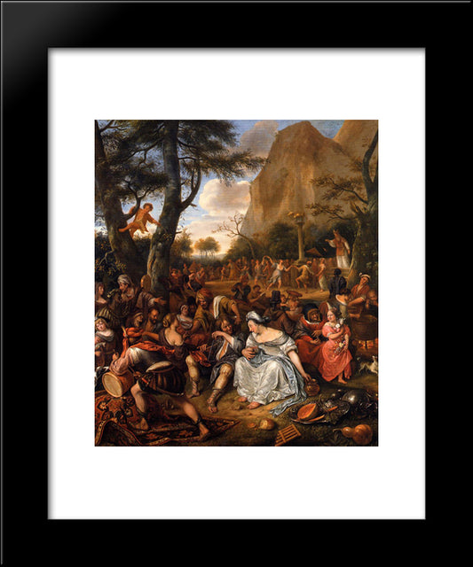 Worship Of Golden Calf 20x24 Black Modern Wood Framed Art Print Poster by Steen, Jan