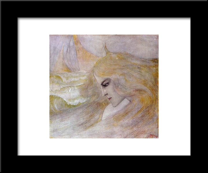 Oceanide 20x24 Black Modern Wood Framed Art Print Poster by Toorop, Jan