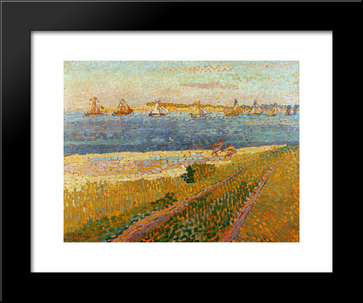 The Fishing Fleet Of Veere 20x24 Black Modern Wood Framed Art Print Poster by Toorop, Jan