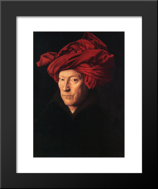 A Man In A Turban 20x24 Black Modern Wood Framed Art Print Poster by van Eyck, Jan