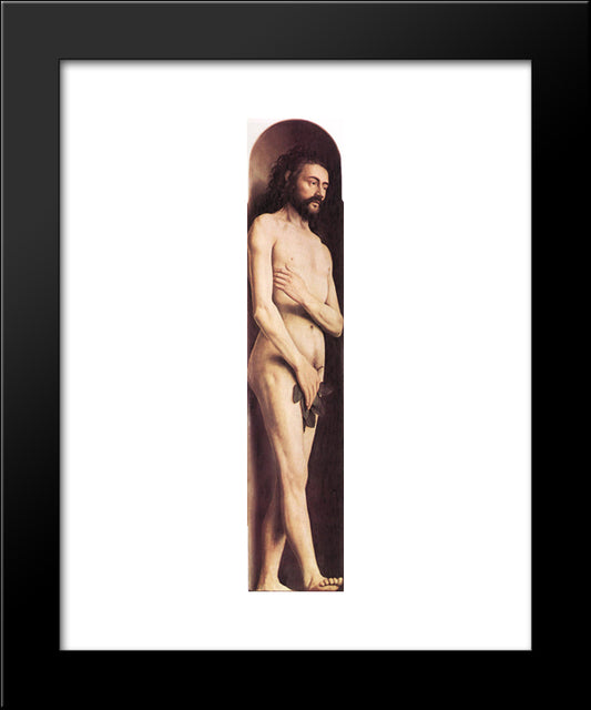 Adam, From The Left Wing Of The Ghent Altarpiece 20x24 Black Modern Wood Framed Art Print Poster by van Eyck, Jan