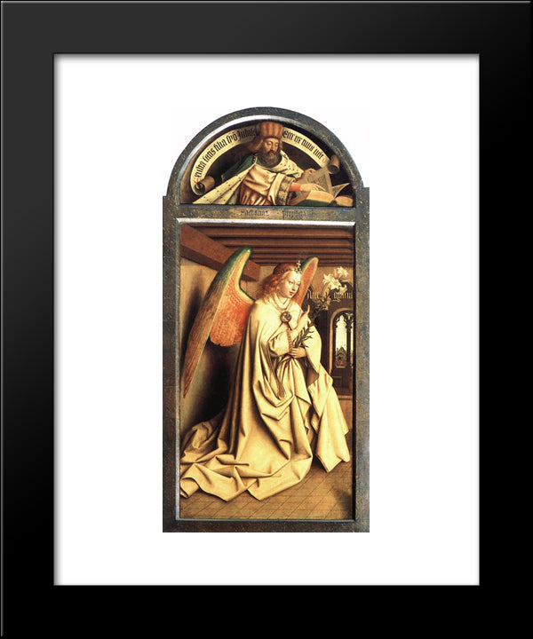 Angel Annunciate, From Exterior Of Left Panel Of The Ghent Altarpiece 20x24 Black Modern Wood Framed Art Print Poster by van Eyck, Jan