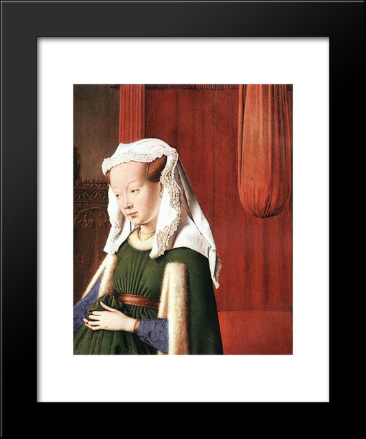 Giovanni Arnolfini And His Wife Giovanna Cenami (The Arnolfini Marriage) (Detail) 20x24 Black Modern Wood Framed Art Print Poster by van Eyck, Jan