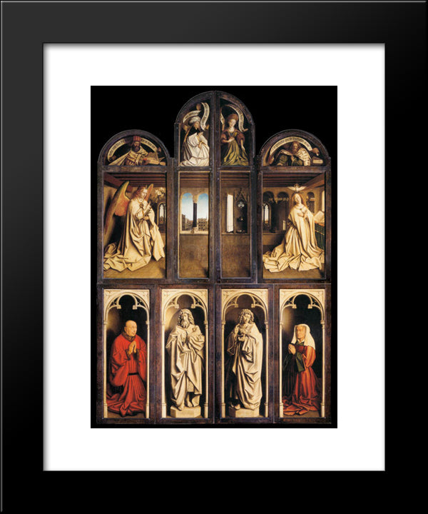 Left Panel From The Ghent Altarpiece 20x24 Black Modern Wood Framed Art Print Poster by van Eyck, Jan