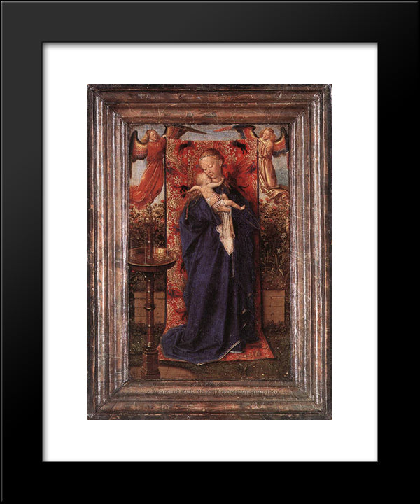 Madonna And Child At The Fountain 20x24 Black Modern Wood Framed Art Print Poster by van Eyck, Jan