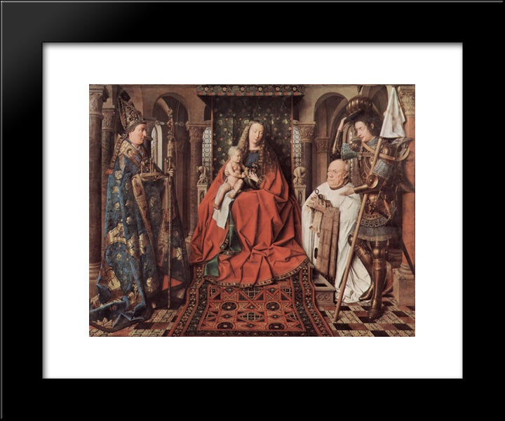 Madonna And Child With Canon Joris Van Der Paele 20x24 Black Modern Wood Framed Art Print Poster by van Eyck, Jan