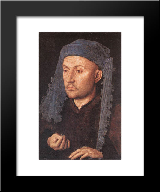 Man In A Blue Turban 20x24 Black Modern Wood Framed Art Print Poster by van Eyck, Jan